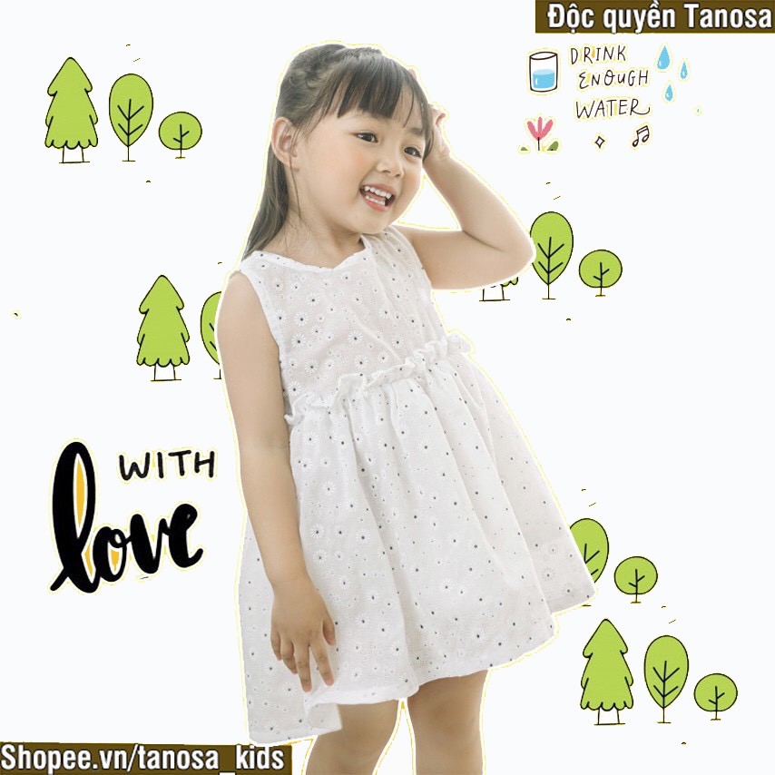 Váy Cho Bé Gái Dáng Xòe Chất Đũi Cao Cấp Cực Đẹp Thếu Hoa Size 10-20kg Tanosa Kids
