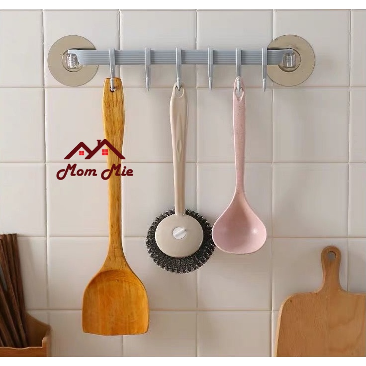 [MỚI] Giá treo khăn, vật dụng loại dán tường, góc tường kèm 6 móc treo - K028