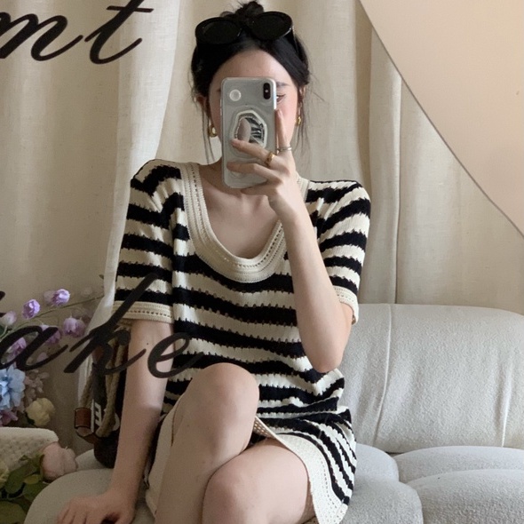 Đầm thun ZHELIHANGFEI dệt kim dáng rộng phong cách thời trang cho nữ