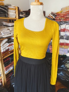 Áo croptop tay dài thun lụa mềm mịn