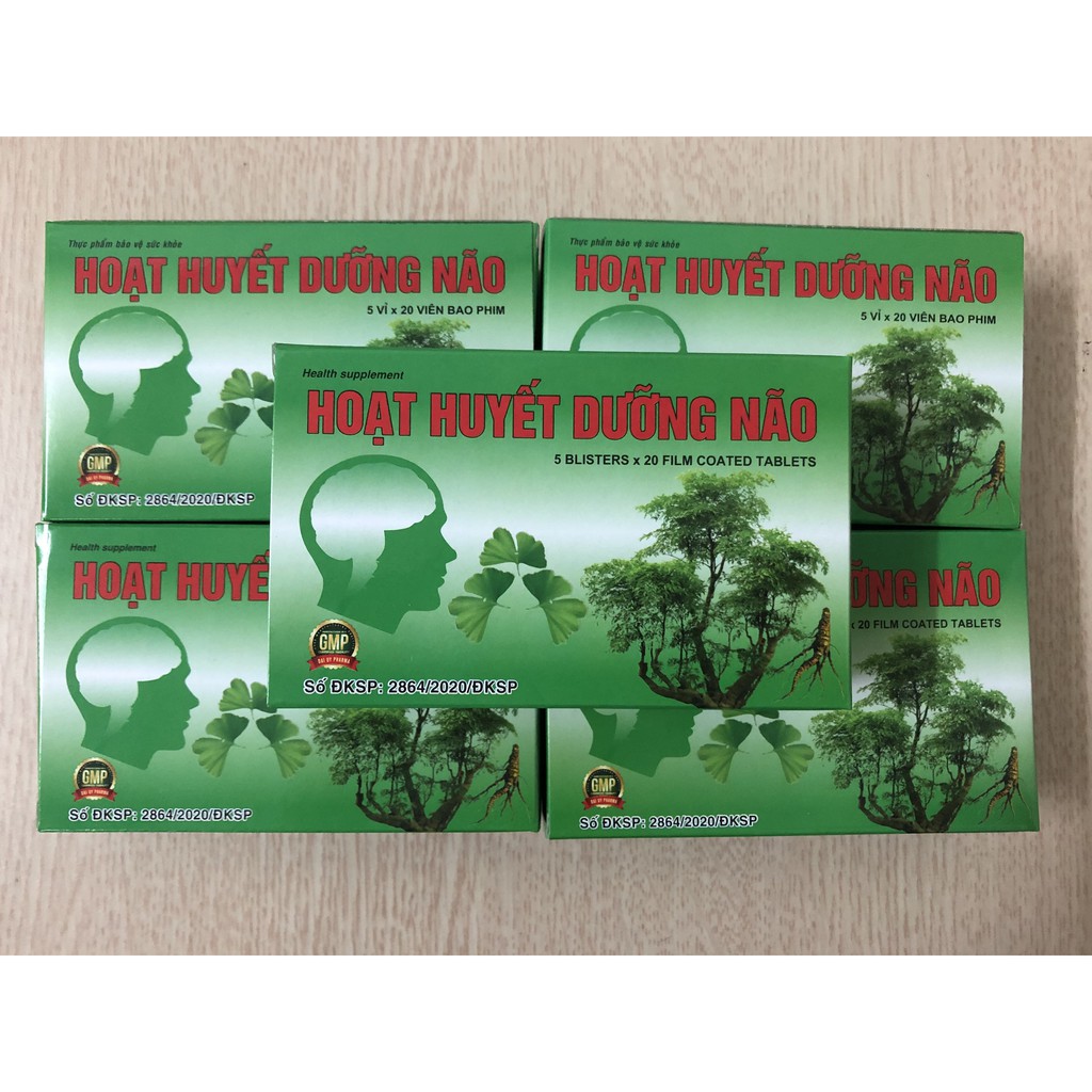 (Hàng chuẩn) Combo 5 hộp HOẠT HUYẾT DƯỠNG NÃO, bổ não, cải thiện trí nhớ, tăng cường trí nhớ (Date mới nhất)