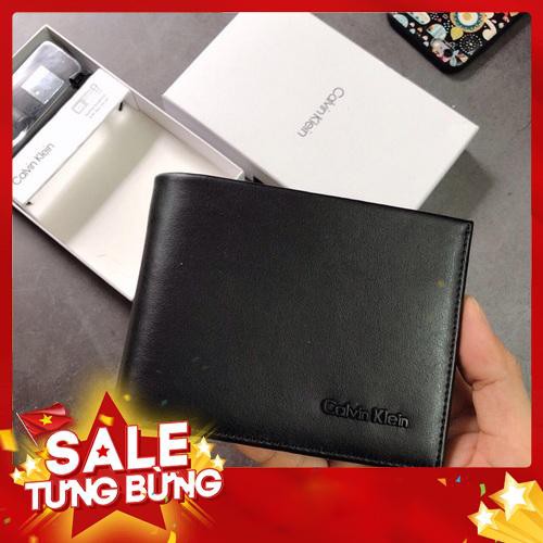 Ví nam ngang màu đen da mịn TẶNG KÈM MÓC CHÌA KHOÁ cùng hiệu cao cấp fullbox hộp túi giấy - Hàng nhập khẩu