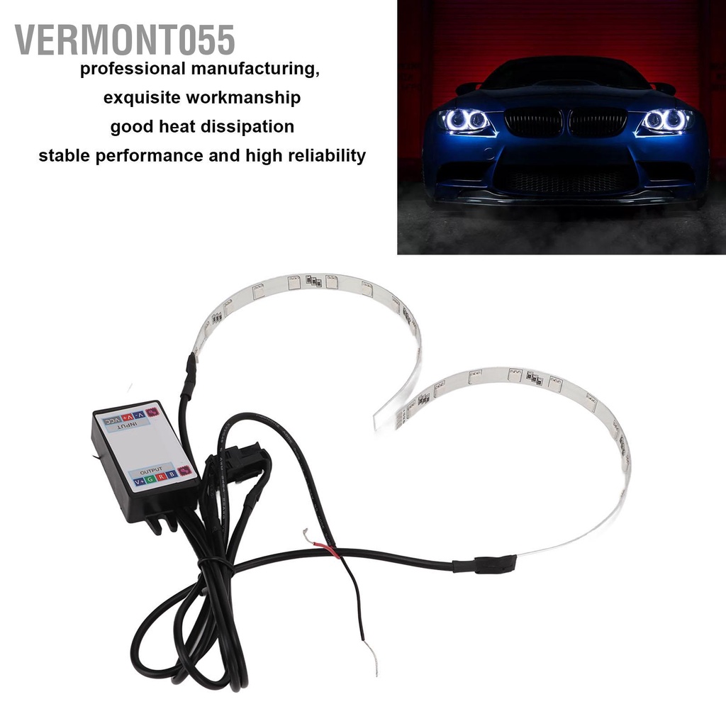 Vermont055 2 cái nhiều màu RGB LED mắt quỷ Bluetooth APP Điều khiển đèn pha vòng vầng hào quang cho xe hơi