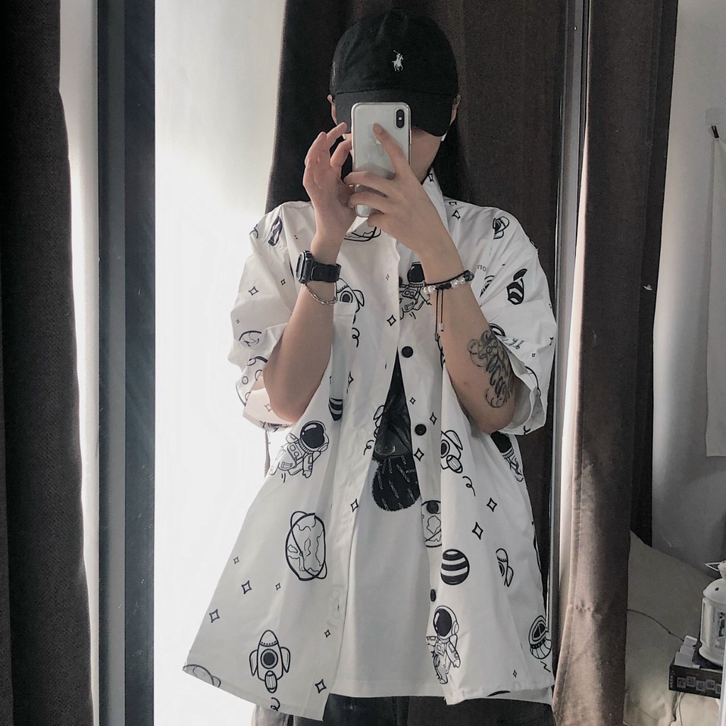 Áo sơ mi lụa nam nữ form rộng tay lở in họa tiết cực chất, đủ màu, đủ size, chất lụa mềm mịn,thoáng mát, thoải mái