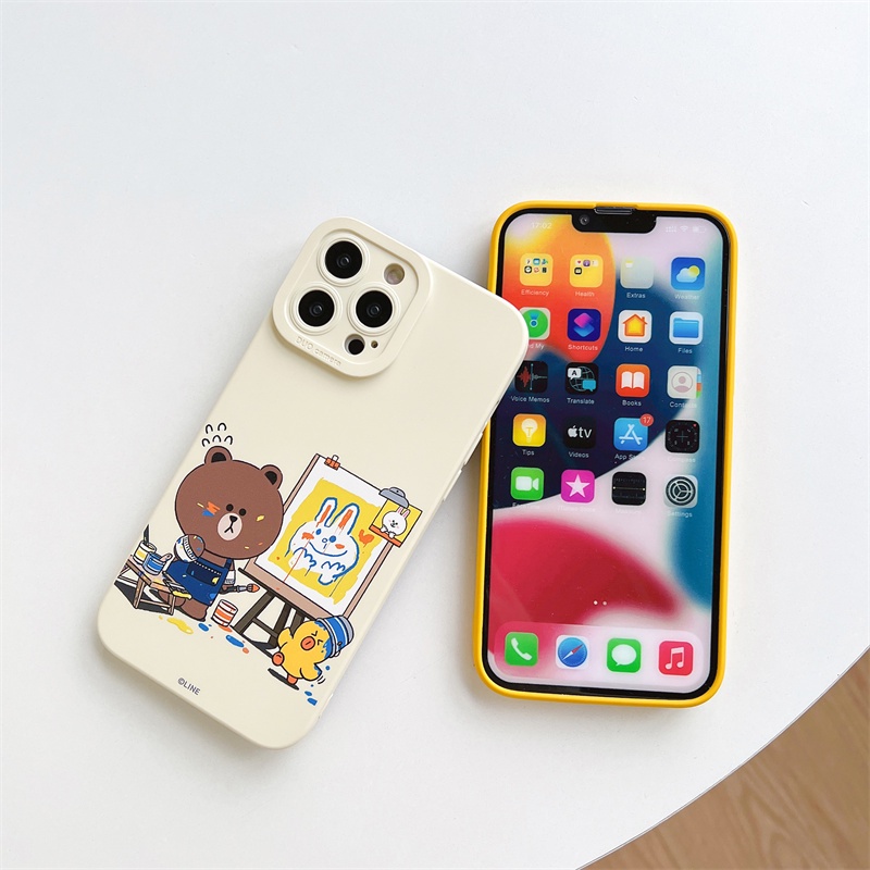LINE FRIENDS Ốp Điện Thoại Silicon Mềm In Hình Gấu Nâu Cho iPhone 13/13 Pro Max/13 Pro/12 Pro Max/12/12 Pro/11/11 Pro Max/X/XS Max/XR/7/8 Plus