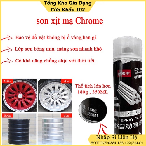 Sơn Xịt Mạ Crom Inox Có Hiệu Ứng Tráng Gương Soi Chrome Thái Lan 350ml