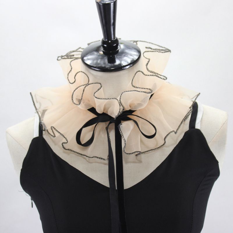 Yoioi Victorian Cổ Áo Giả Cổ Đứng Nhún Bèo Hóa Trang Phong Cách Vintage Organza Agaric