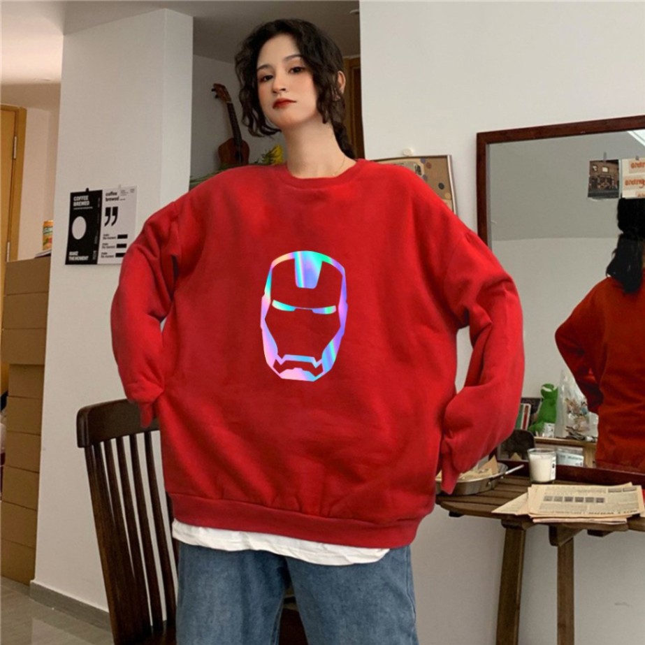 Áo Sweater 🔴 Áo Sweater Form Rộng Nam Nữ In Iron Man Phản Quang | CoolZy