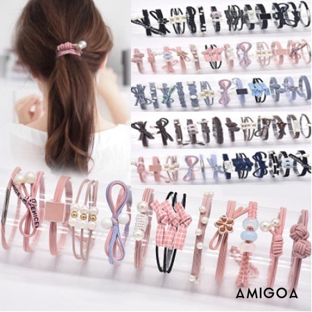 Set 12 Dây Cột Tóc Xinh Xắn Thời Trang Theo Phong Cách Hàn Quốc Cho Bé Gái