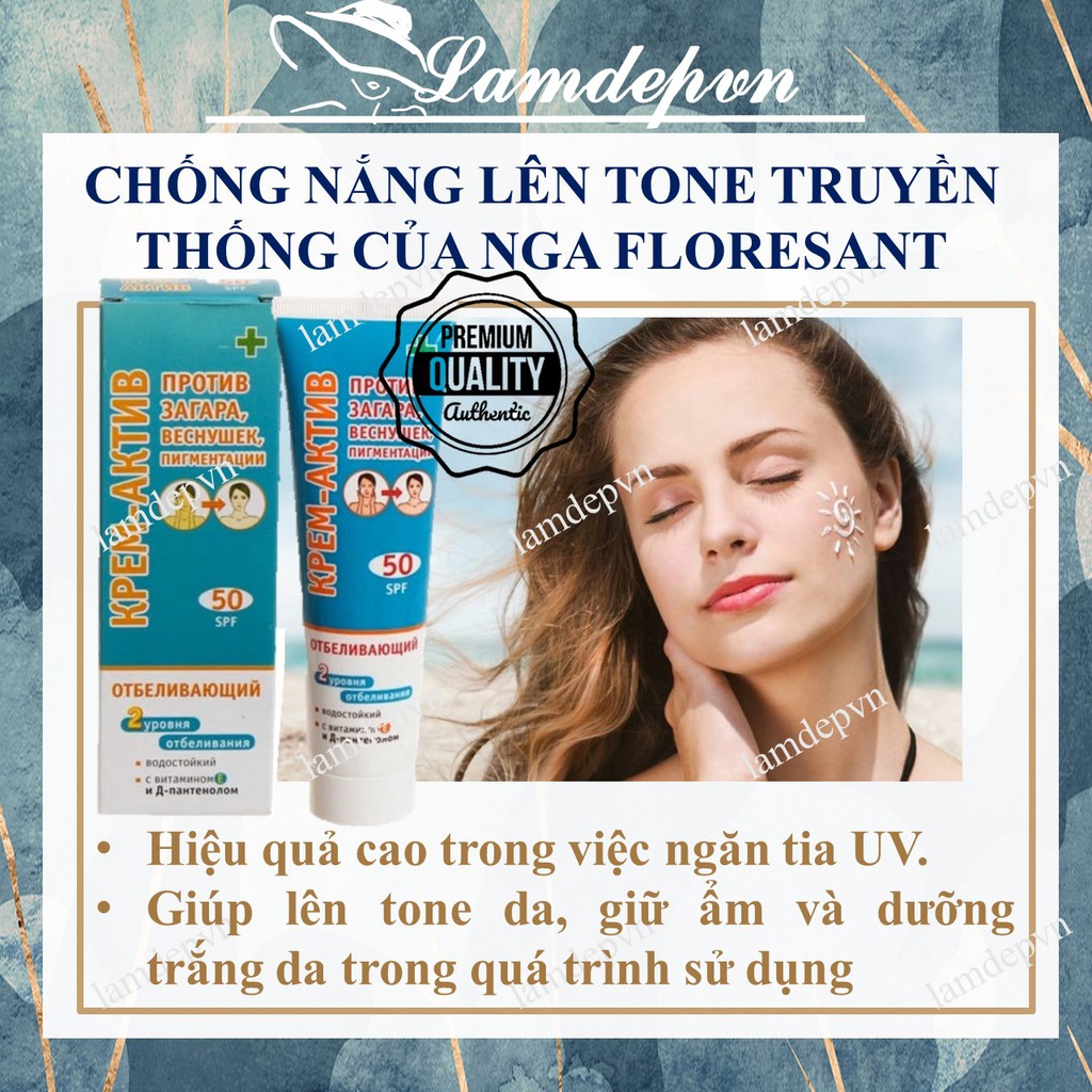 Kem chống nắng dưỡng trắng da của Nga SPF 50+ Floresan Aktive 100ml