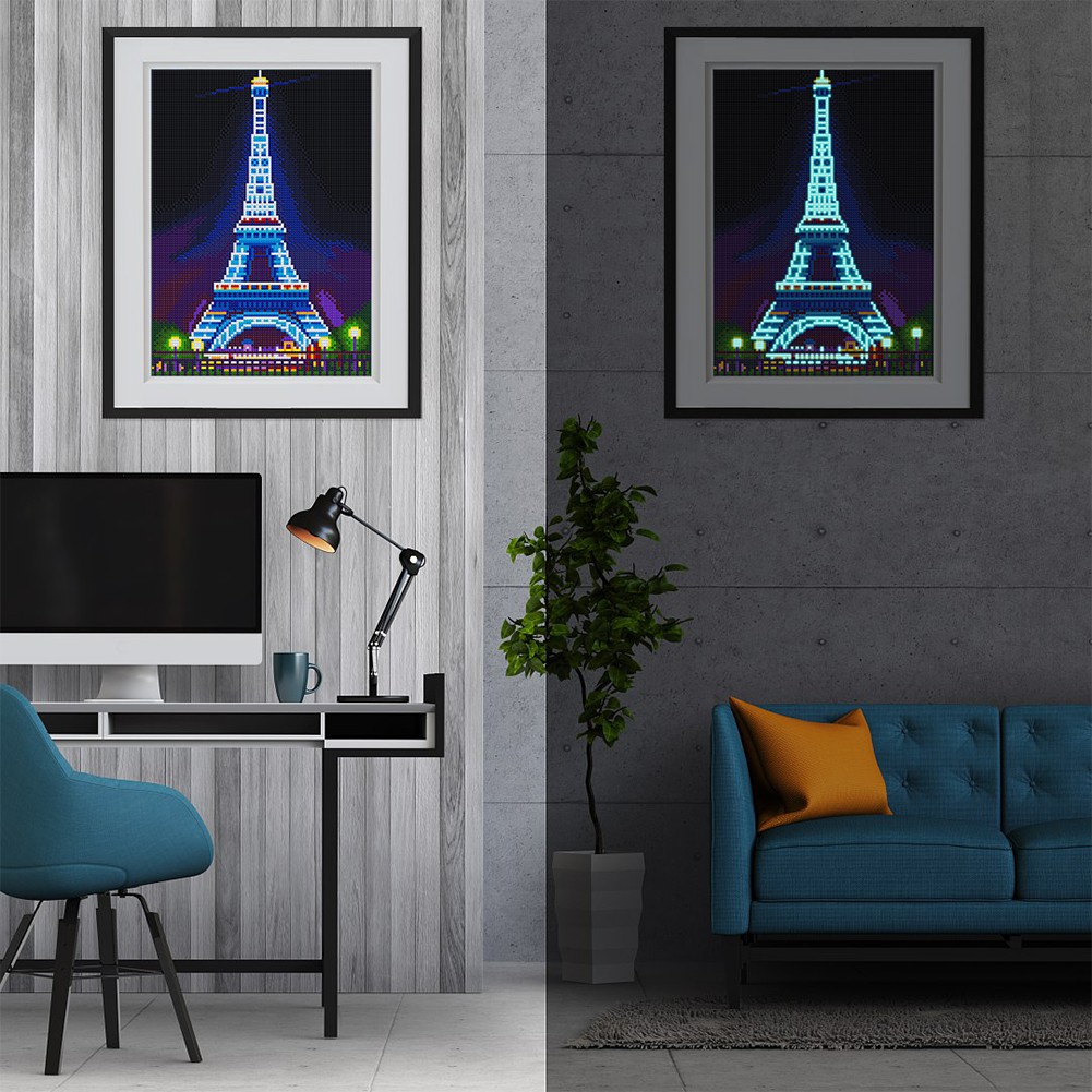 Bộ Tranh Đính Đá Dạ Quang Tự Làm Hình Tháp Eiffel Độc Đáo