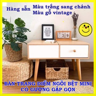 [ẢNH THẬT] Bàn trang điểm bệt mini , bàn phấn thông minh chất liệu gỗ, có sẵn gương, ngăn kéo tiện lợi, dễ dàng gập gọ