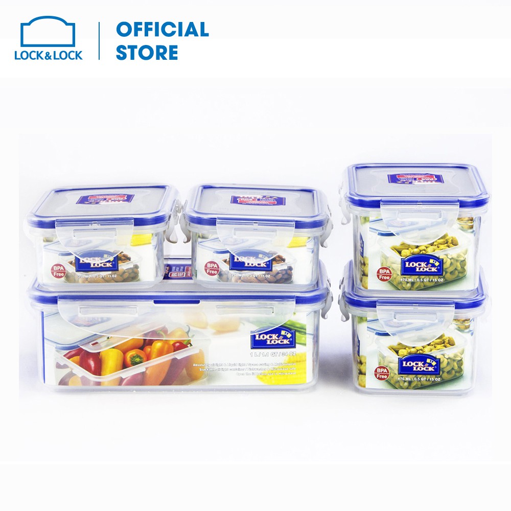  Bộ 5 hộp bảo quản Lock&Lock Classic (HPL806x2, HPL807x2, HPL817x1) [HPL806S5]