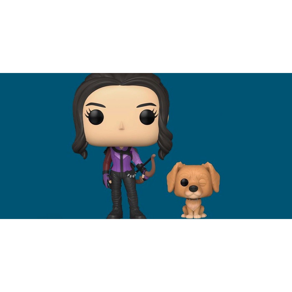 Mô hình nhân vật Funko Pop Marvel Hawkeye Kate Bishop with lucky the pizza Dog