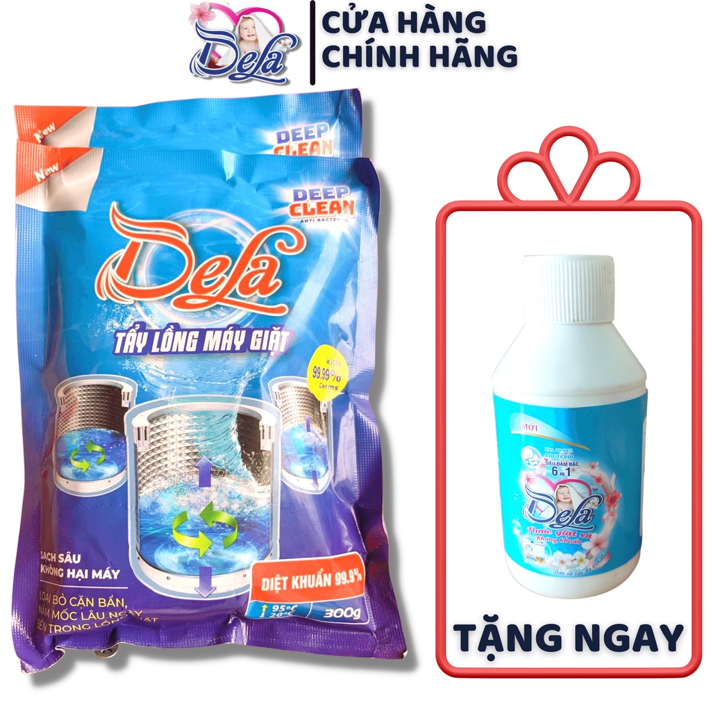Bột Tẩy Lồng Máy Giặt DELA Cửa Trên, Cửa Ngang Diệt 99,99% Vi Khuẩn