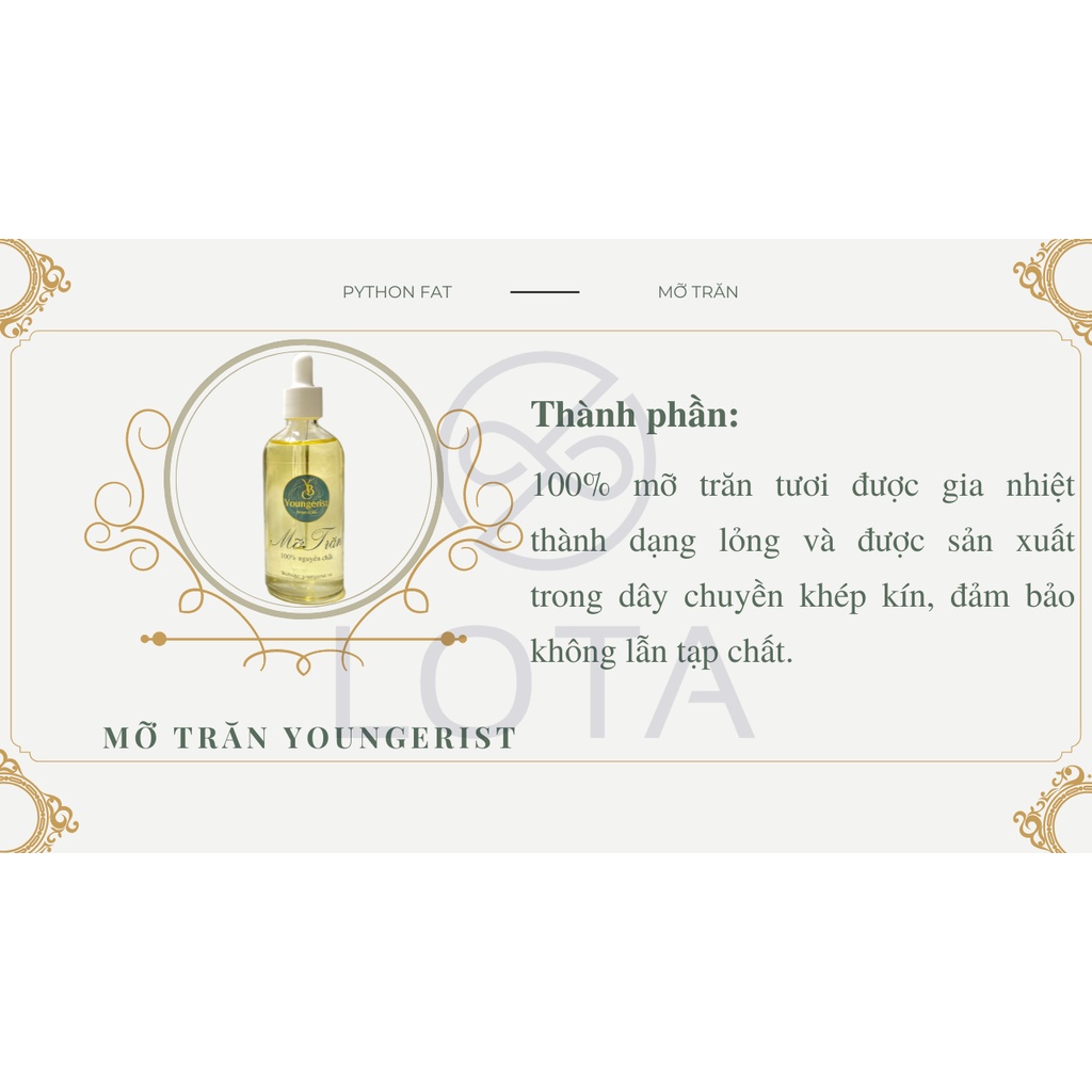 MỠ TRĂN NGUYÊN CHẤT TRIỆT LÔNG YOUNGERIST LỌ 20ML 50ML 100ML
