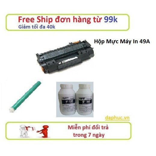 1 Hộp Mực In 49A , 2 Chai Mực Đổ Và 1 Cây Trống In 49A