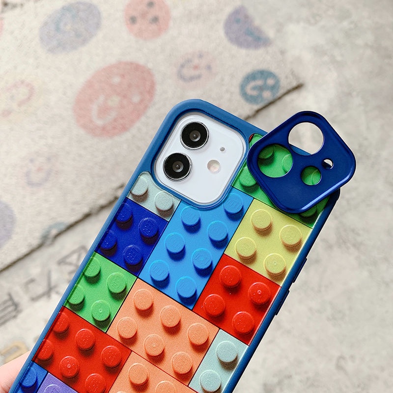 Ốp điện thoại mềm chống rơi hình mảnh ghép cầu vồng thích hợp cho Iphone 12 / Promax 7 8 + Se X Xs Xr 11 / Promax