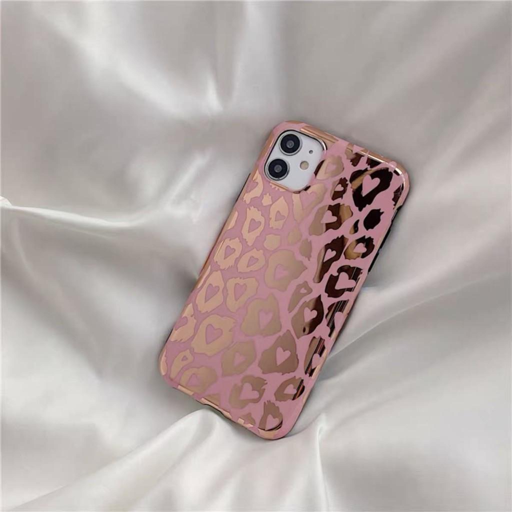 Ốp điện thoại iphone Lưng Da Beo Tim Hồng dành cho Iphone Xs Max/11/11Pro Max/12Pro/12Pro Max