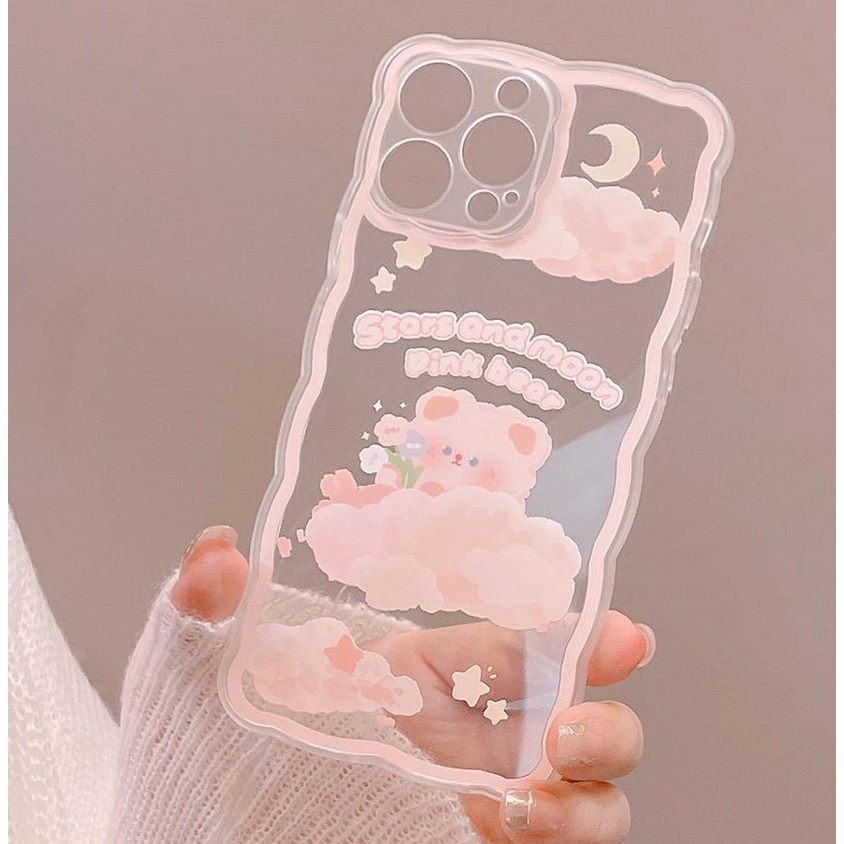 Ốp lưng IPhone trong lượn sóng gấu và mây 6/6s/6plus/6splus/7/7plus/8/8plus/xs/11/12/13/14/pro/max/plus/promax TLS28