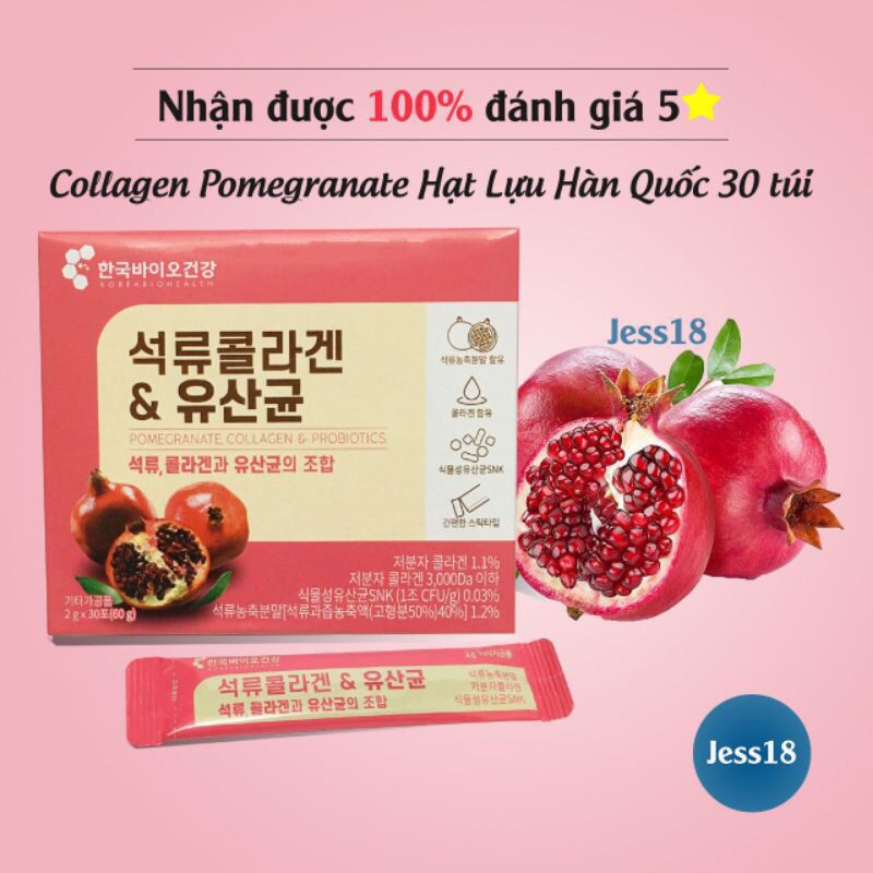 Hộp Collagen Vị Lựu Korea Biohealth gồm 30 gói