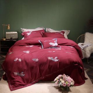 Bộ chăn ga cưới PHƯỢNG HỒNG ĐỎ ĐÔ set chăn ga gối 7 món COTTON ORIGINAL 100% Hàn Quốc
