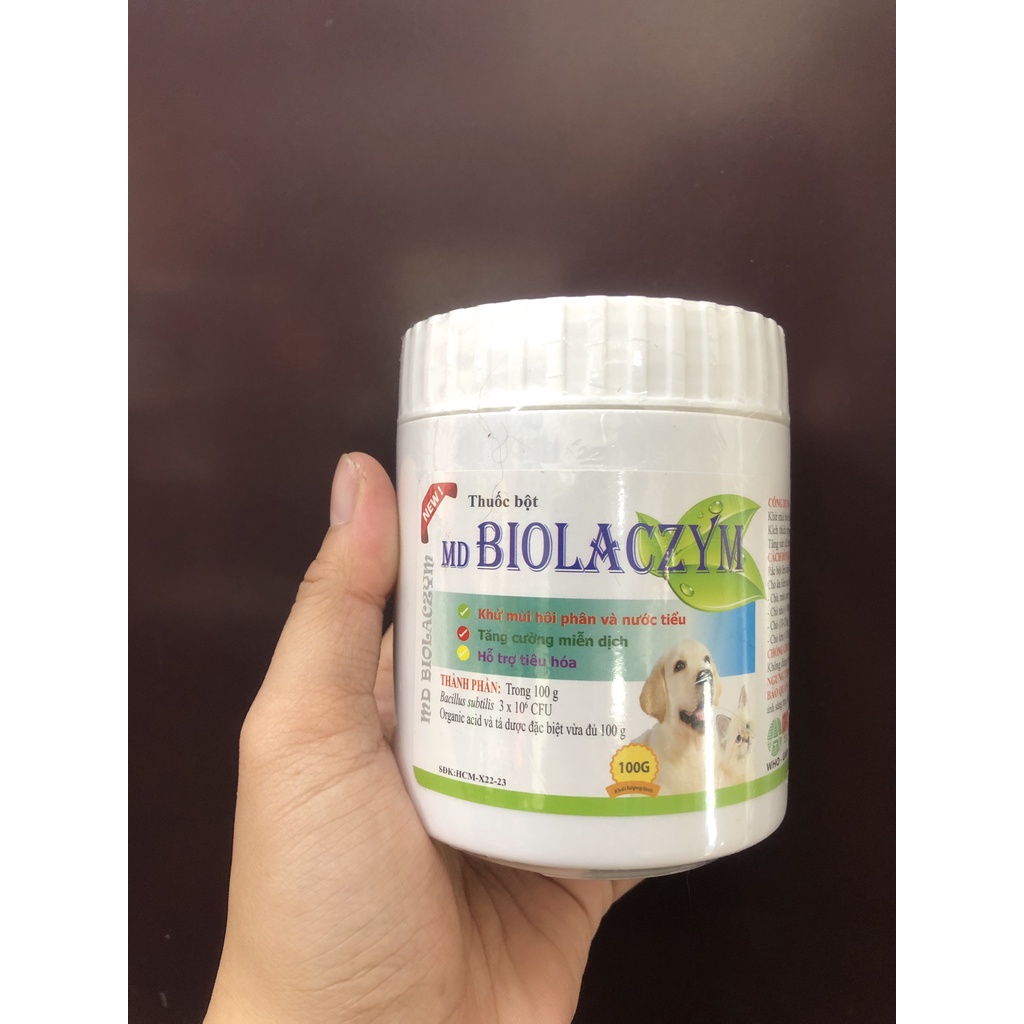 Bột Biolaczym trộn thức ăn khử mùi hôi phân và nước tiểu chó mèo - Hủ100g