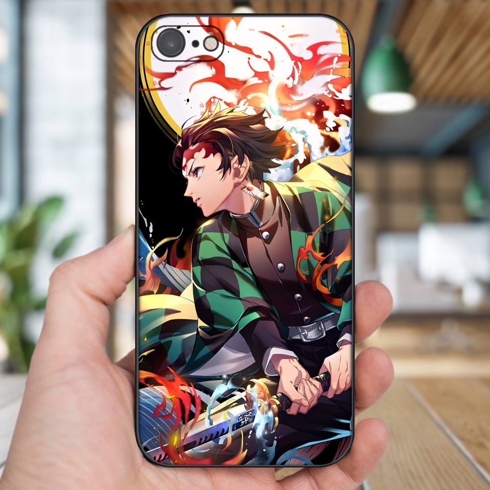 Ốp lưng iPhone 7, 8 dẻo đen cạnh vuông in hình Tanjiro Kimetsu No Yaiba