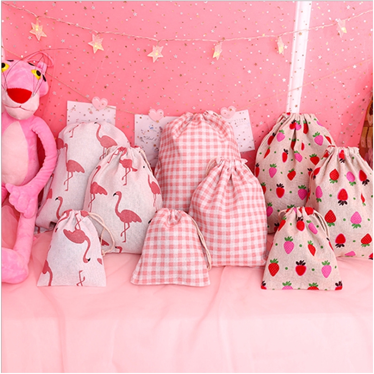 Túi đựng đồ lót/đồ chơi có dây kéo bằng cotton linen