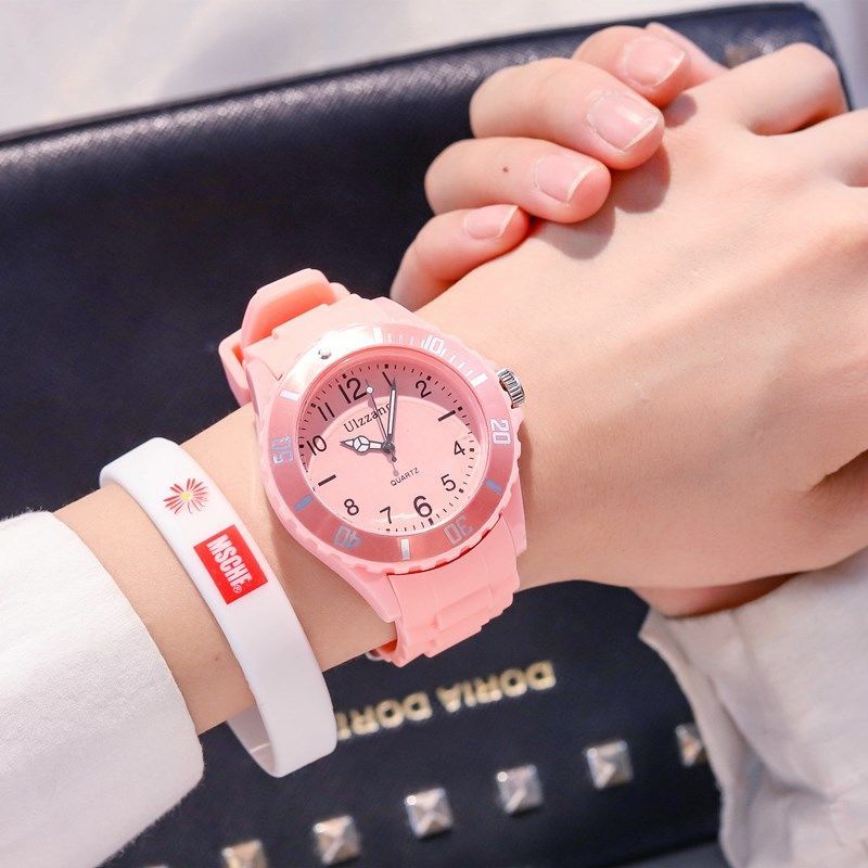 Hàng Có Sẵn Đồng Hồ Đeo Tay Màu Hồng Hoa Anh Đào Dễ Thương Phong Cách Hàn Quốc Đơn Giản Dành Cho Học Sinh Trung Học Bé