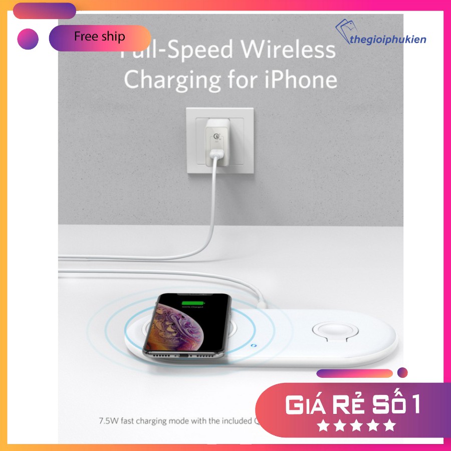 Đế sạc không dây 2 in 1 Anker PowerWave + Pad Sạc cùng lúc iPhone và Apple Watch