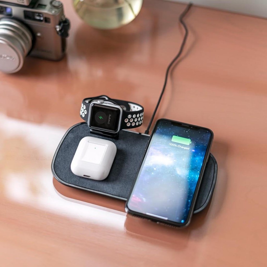 Đế sạc không dây Mophie 3in1 dành cho iPhone, AirPods và Apple Watch