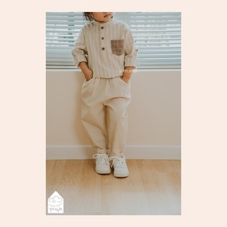 Áo sơ mi sọc nâu dài tay cho bé trai bé gái 2-6 tuổi - CHOCO ALMOND SHIRT