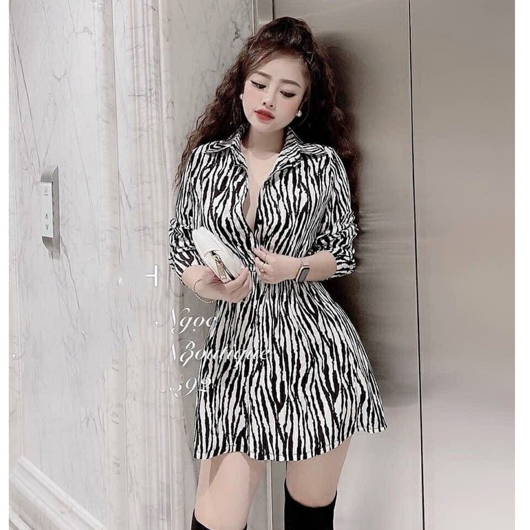 Jum đồ bay sọc vằn cổ sơ mi trẻ trung, JUM VẰN SƠ MI