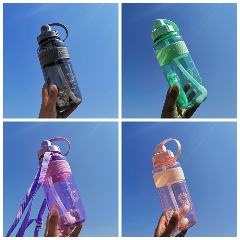 Bình Nước Sport Cup Thể Thao Du Lịch Có Chia Vạch, Kèm Ống Hút, Nhiều Màu, Nhiều Dung Tích 88322 SIÊU THỊ 88