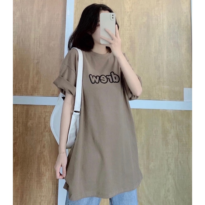 Áo cotton tay lỡ dáng rộng ĐỜ RIU