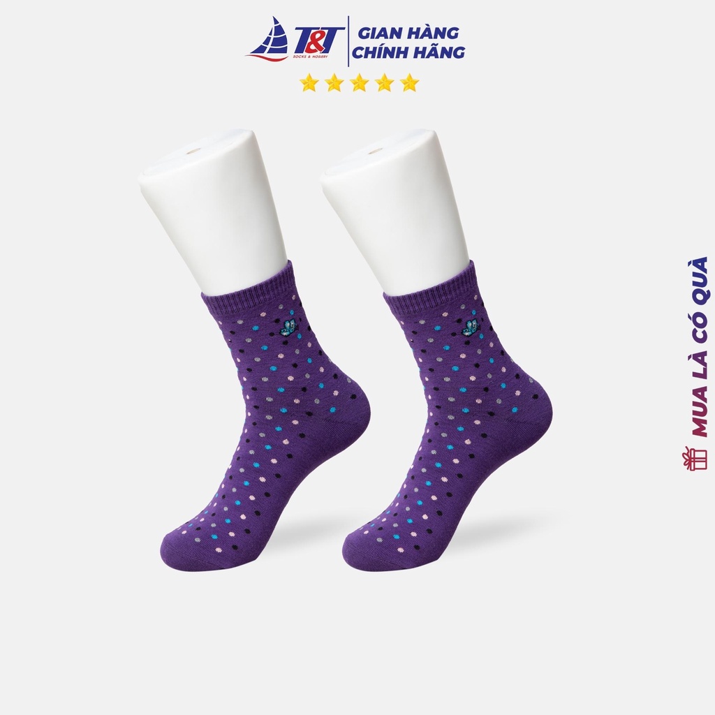 Combo 5 đôi Tất Nữ cổ trung hoạ tiết chấm bi T&amp;T SOCKS &amp; HOSIERY - NU 550