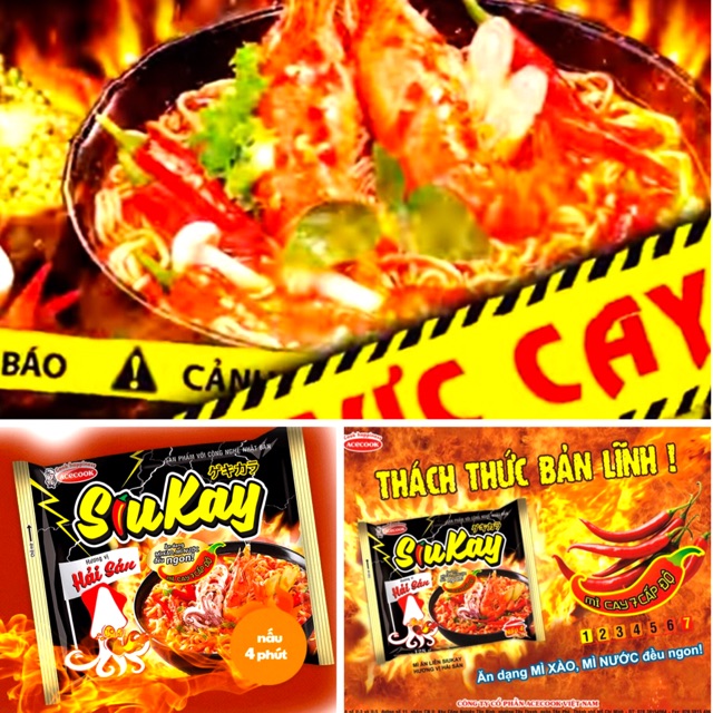 1 GÓI MÌ SIUKAY ACECOOK- MỲ CAY 7 CẤP ĐỘ GÓI 128G