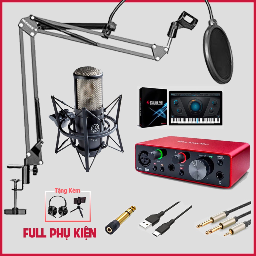 【Chính hãng】COMBO thu âm Focusrite Scarlett Solo (Gen 3) Micro thu âm AKG P220 - BẢO HÀNH 1 đổi 1 trong 12 tháng