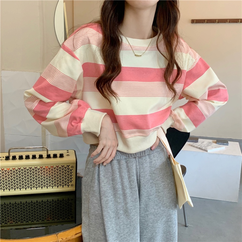 Áo thun nữ NZN dài tay sọc ngang thời trang Hàn Quốc mới