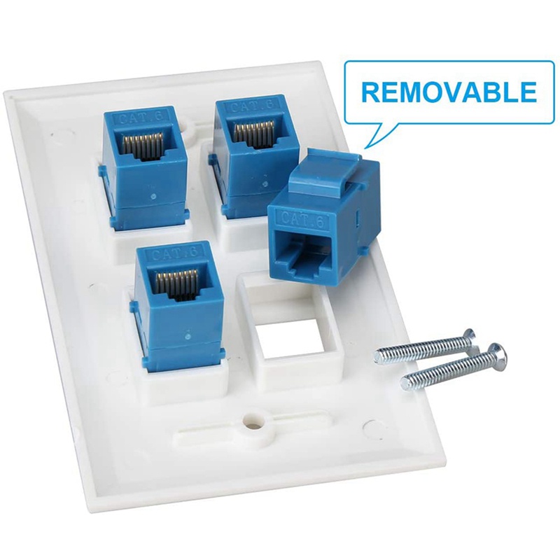 Tấm tường Ethernet Tấm tường 4 cổng Nữ-Nữ Tương thích với các thiết bị Ethernet Cat7 '6 '6E '5 '5E -Màu xanh lam