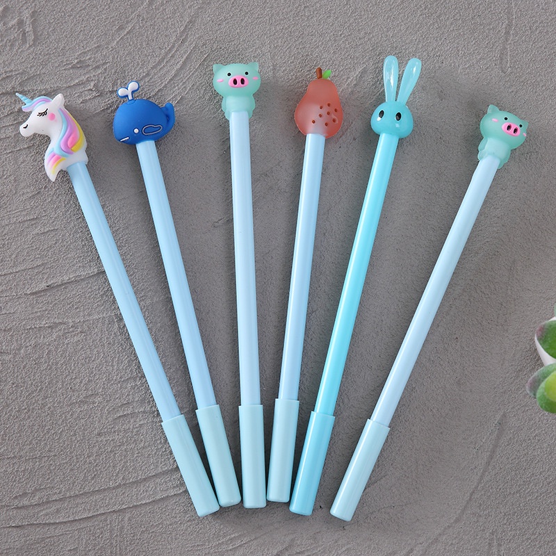 Set 6 Bút Gel Đầu Cao Su Mềm Hình Hoạt Hình Dễ Thương Kiểu Hàn Quốc Cho Học Sinh/Văn Phòng