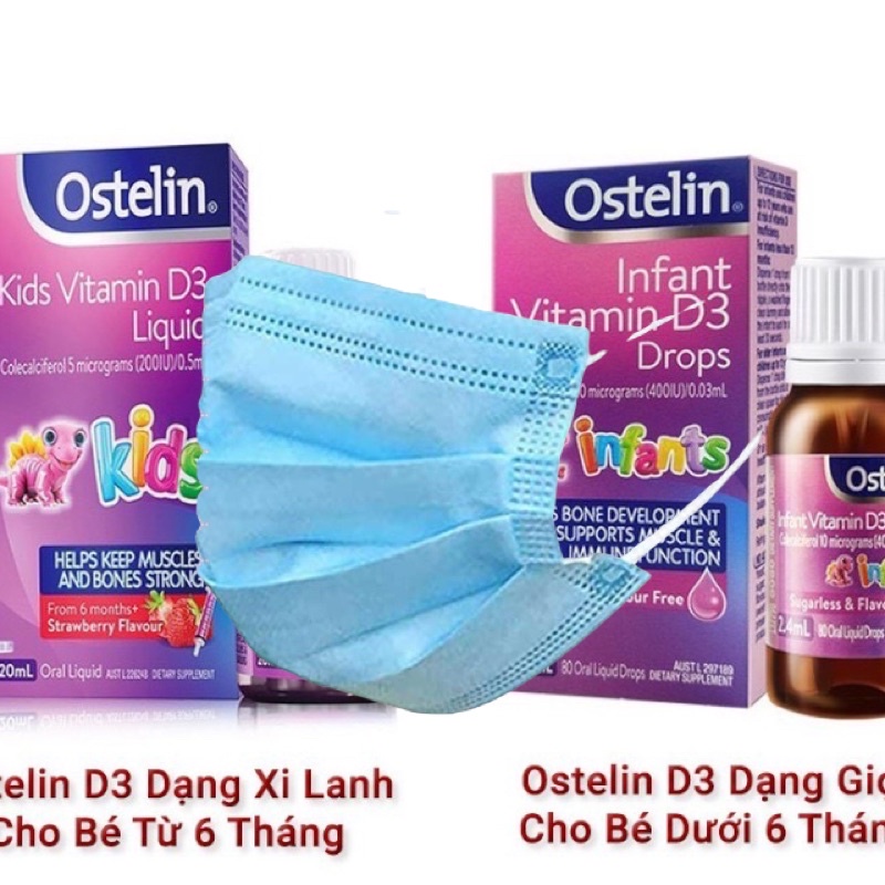 Tặng ktyt -  Vitamin D3 Ostelin kid liquid 20ml và Ostelin Infant Drop 2,4ml giúp hấp thu canxi cho bé