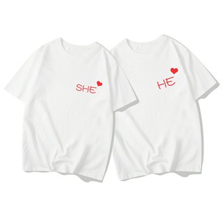 Áo đôi nam nữ tình yêu giá rẻ in hình ❤️SHE HE❤️ chất Cotton mềm mịn thoáng mát, hình in sắc nét ALI Shop