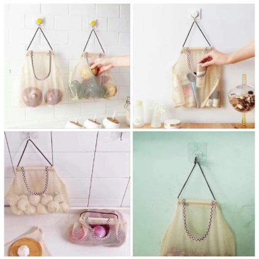 Túi Lưới Treo Tường Đựng Tỏi, Rau Củ,Thực Phẩm Đa Năng