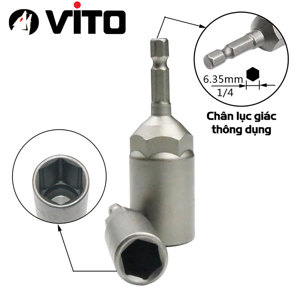 Chụp Bulong Sâu Lòng Bắn Vít Chân Lục Giác VITO Dài 80mm Các Kích Cỡ