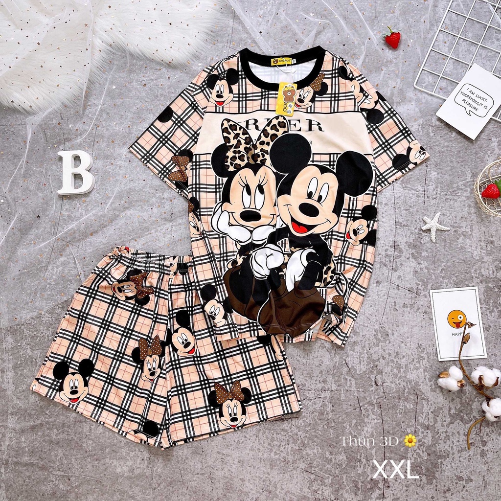 Set đồ bộ pijama 3D đùi BIGSIZE thun lạnh thái Boo Boo 62 - 75kg