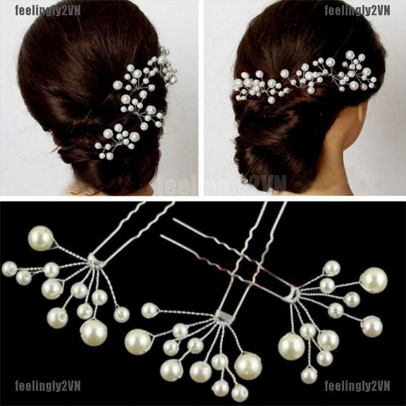 Trâm cài tóc phối hình hoa đính ngọc trai thanh lịch cho nữ