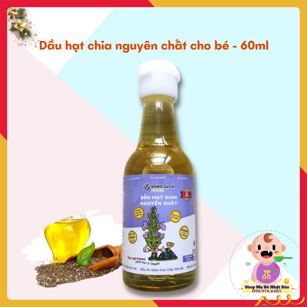 Dầu Ăn Dặm Cho Bé | Dầu Hạt Chia Nguyên Chất 60ml Sống Sạch Food - Việt Nam