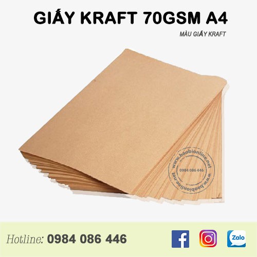 500 TỜ KHỔ A4 GIẤY XI MĂNG GIẤY KRAFT ĐỊNH LƯỢNG 70GSM - BAOBIONLINE